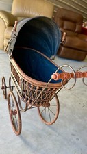 Vintage Baby Carriage Antique Victorian Wicker Doll Stroller Buggy