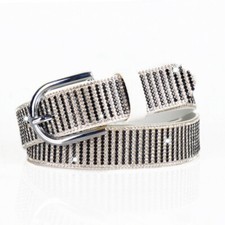 Women Bling Rhinestone Crystal Waist Belt Glitter Faux Suede Buckle Waistband