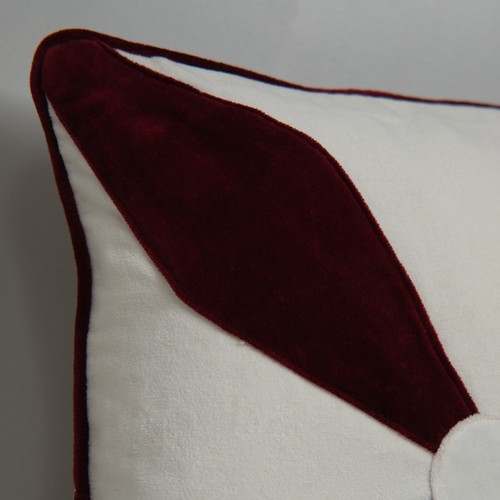 White & Maroon Cotton zipper Pillow cover velvet front back 100% 16 x 16 in - Picture 3 of 3