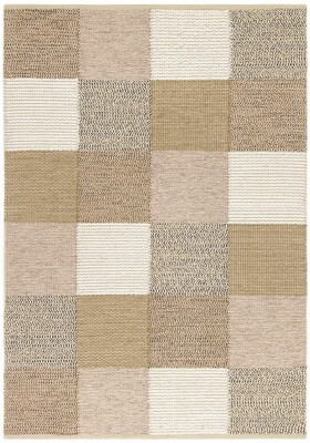 SALE ! Handwebteppich 160x230 Wiba 2205 Manhattan Patchwork Beige Handweb NEU