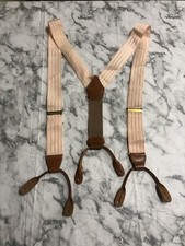 Damaged Dooney Bourke Made in England Pink White Stripe Suspenders