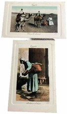 Vintage Egyptian Postcards Egypt Men On Camel In Desert Old Man Antique