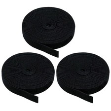 3 Pcs 15FT Black Roll Reusable Hook Loop Self Attaching Cable Tie Fastening Tape