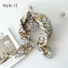 Elegant Women Plain Plaid Neck Wrap Floral Square Scarf Lady Hairband Headband Ⓩ