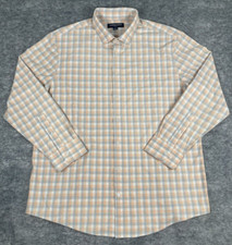 Mizzen  Main Leeward Shirt Men's XL Peach Gray Check Classic Fit Performance