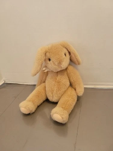 Vtg 1988 TY 1st Gen 11" Plush Bunny Rabbit Bow Tan Brown Jointed Beanie Baby