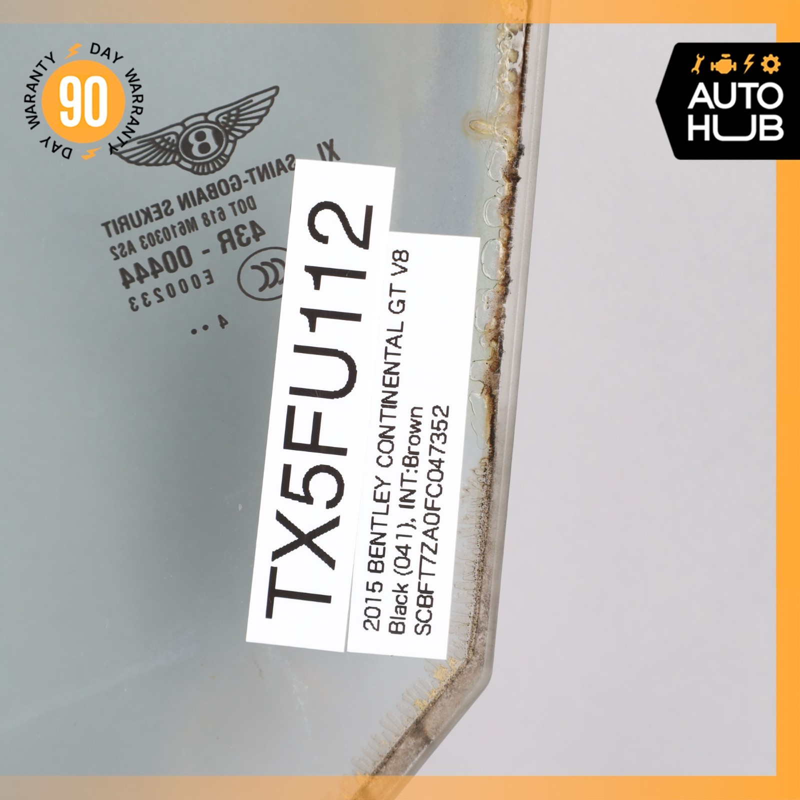 12-17 Bentley Continental GT Coupe Front Right Door Window Glass OEM
