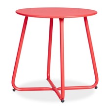 Table d'appoint ronde métal rouge balcon jardin extérieur résistant Homestyle4u