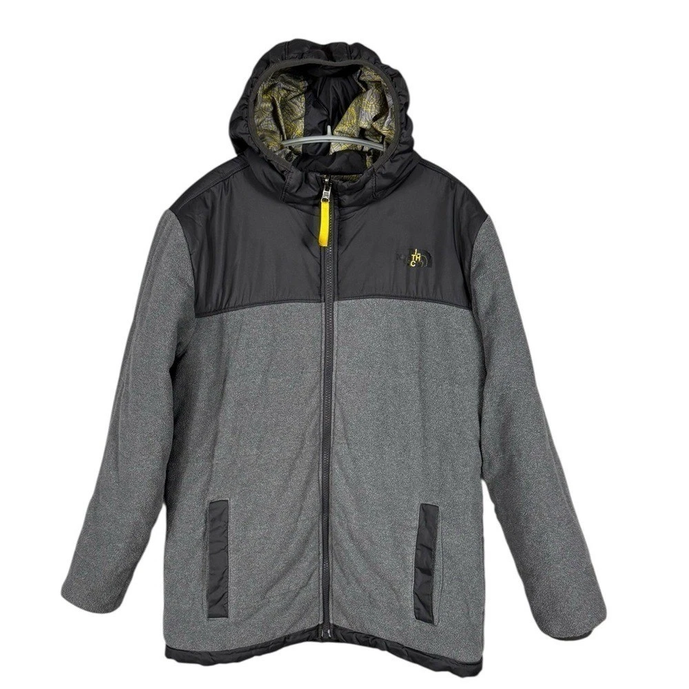 The North Face Boys Hooded Midweight Fleece Jacket Large Grey Outdoors Winter