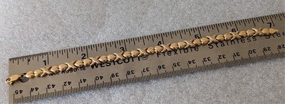 10k Solid Gold Oro America 2 Hearts and  Kiss 7'' Bracelet