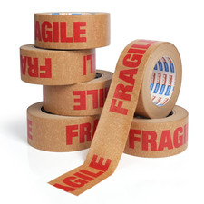 ADHES Fragile Tape, Biodegradable Kraft Paper Tape - 2in x 55yds, 6 Rolls, St...