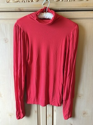 Venus Turtleneck Women s Ladies Red Turtleneck Ruffled Sleeve Victorian Romantic