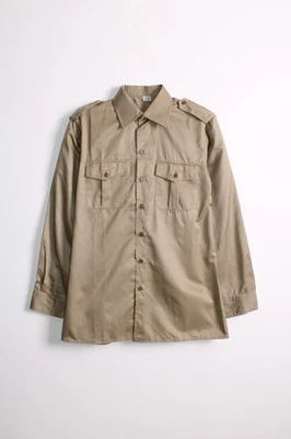 ITALIAN ARMY Chemise Vintage Beige Kaki Gabardine Coton Manches Longues M/L - Photo 1/4