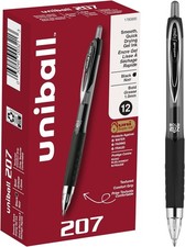 Uni-Ball 1790895 Signo 207 Retractable Gel Pen, Bold Point, Black Ink, 12-Count