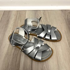 Salt-Water Sandals Girls 1 Silver Leather Buckle Strap