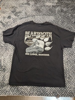 Harley-Davidson Shirt Mens XL Beartooth Pass Red Lodge Montana Hand Bones Shield