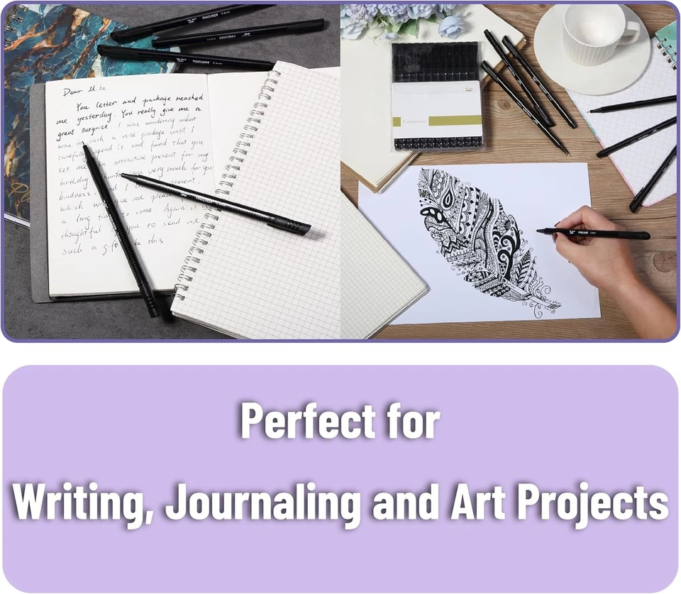 Mr. Pen - Plumas Fineliner Negras, Paquete de 12, Barriles Triangulares Ergonómicos, Negras Foto 4 de 4