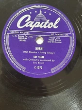 Kay Starr Side by Side / Noah! Purple Capitol Shellac Record 1950's