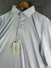 Collars  Co Polo Shirt Mens Large Relaxed Blue  White Check Dress Collar NWT
