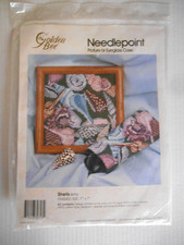 Golden Bee Needlepoint Kit SEASHELLS Picture or Eyeglass Case NEW