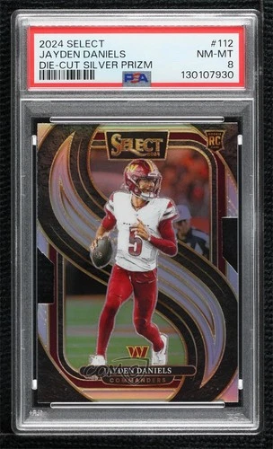 2024 Select Premier Level Silver Prizm Die-Cut Jayden Daniels PSA 8 Rookie RC