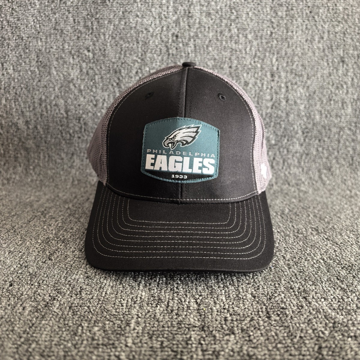 '47 Brand Philadelphia Eagles Trucker Snapback Mesh Back Black Gray One Size NFL