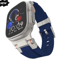 Silicone Band Rubber Strap Metal Connector For Apple Watch Ultra/SE 11 10 9 8 7