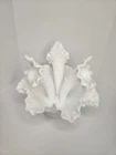 Vintage Ruffled Fenton White Milk Glass Hobnail 3 Horn Trumpet Vase Epergne