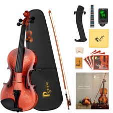 Poseidon 4/4 Full Size Beginner Violin Set Spruce Acoustic Red w Case Bow