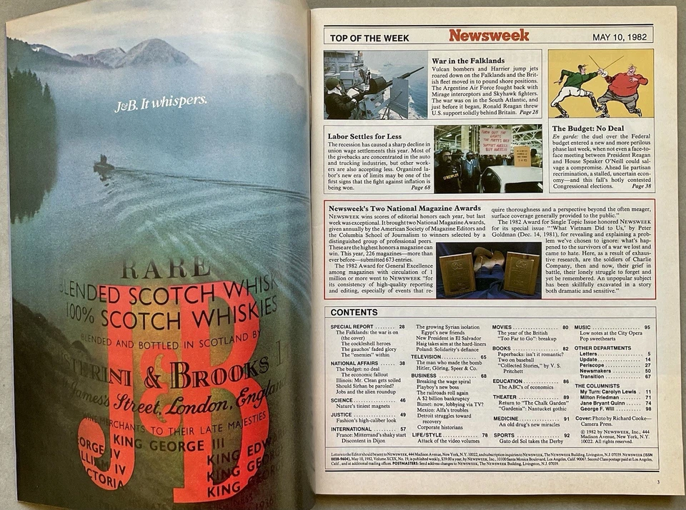 Newsweek VTG Issue - May 10, 1982 w/ Falkland Islands War • Go-Go’s • Brit Films Foto 2 de 4