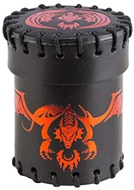 Pegasus QWOCFDR1 - Dice Cup, Flying Dragon, Leather, Black & Red, Würfelbecher