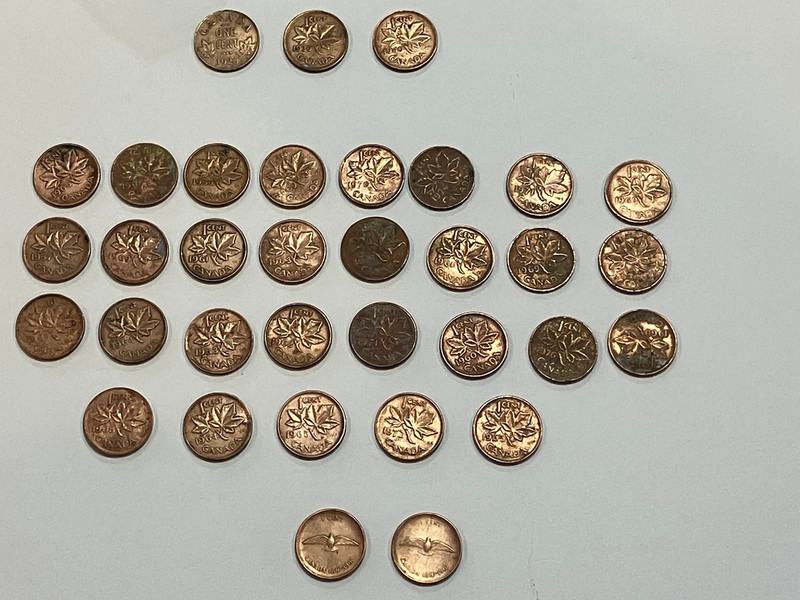 One Lot Of 53 Canadian Coins Most Are From The 1960's & 70's And Some Earlier