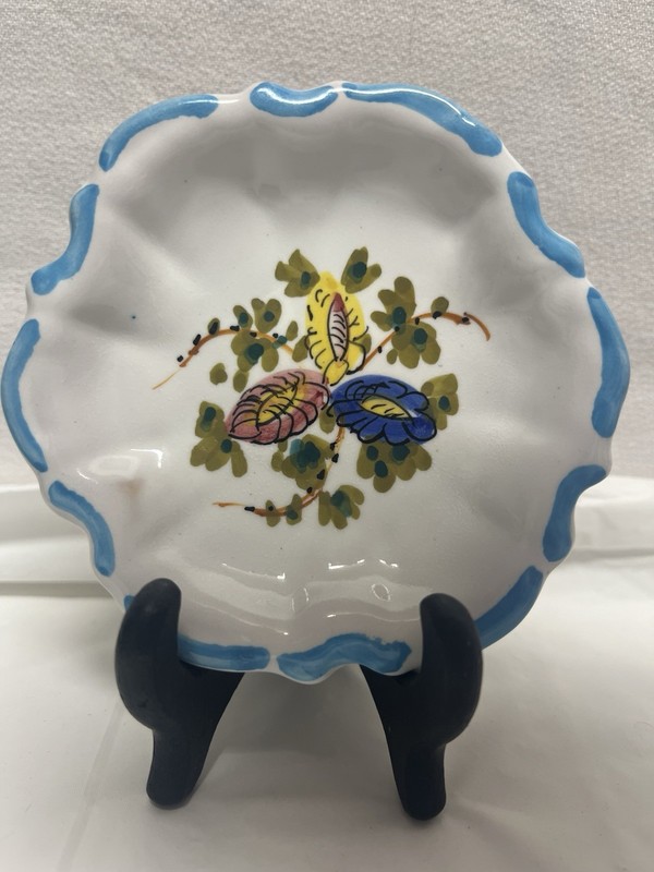 Vintage Italy Hand Painted Porcelain Trinket Dish Flower Number 330