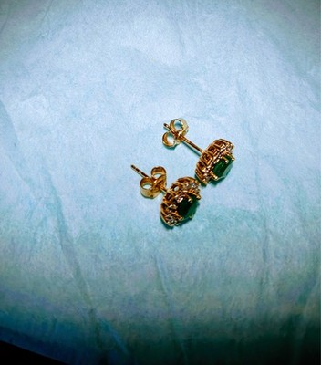 Effy Emerald 1ct & Diamond 1/6 ct Halo Stud Earrings | eBay
