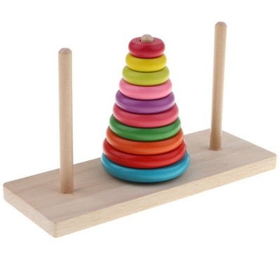 Wooden Tower Of Hanoi Puzzle Toy Home Play Kids Gift Traditional Indian
