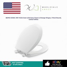 BEMIS 500EC 390 Toilet Seat with Easy Clean  Change Hinges, Round-Cotton