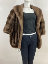 Sz XL/2XL - Beautiful  Soft Classic Brown Mink Fur Stole Wrap Shawl - Vintage
