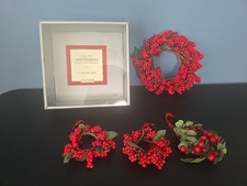 Restoration Hardware Winterberry 8" Pillar Ring Wreath Red Berry Cluster