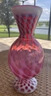 Rare Fenton Cranberry Opalescent Diamond Optic 10 Inch Vase. No Damage.
