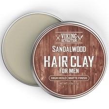 Sandalwood Hair Clay for Men - Matte Finish Texturizing Styling Cream 2 oz