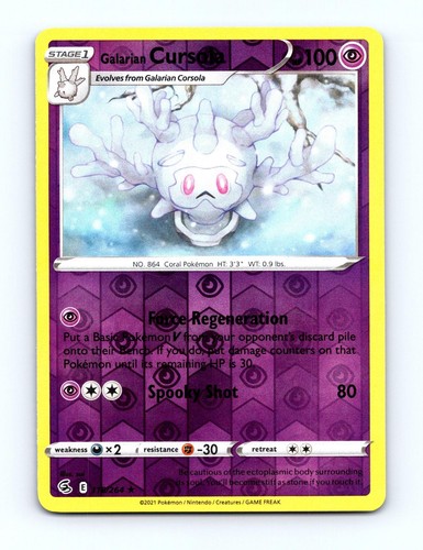 Galarian Cursola 118/264 Rare Fusion Strike Pokemon Reverse Holo Near Mint