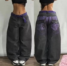 Womens Y2K Baggy Cargo Jeans Wide Leg Streetwear Oversized Denim Pants