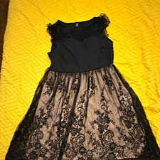 NEW🩷⭐️🩷Women’s Black Fit & Flare Round Neck Floral Lace Knee Dress Size 2xl