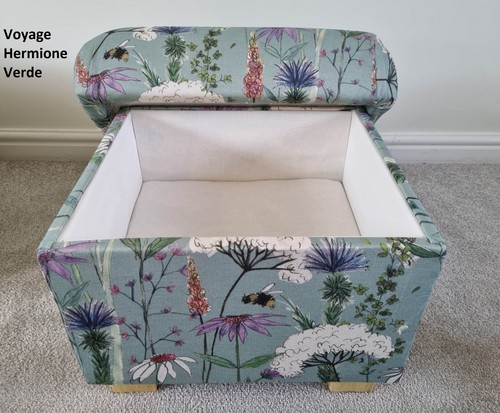 Storage Footstool Orla Kiely Linear Stem Dandelion Fabric Pouffe Mustard Ochre - Picture 23 of 24