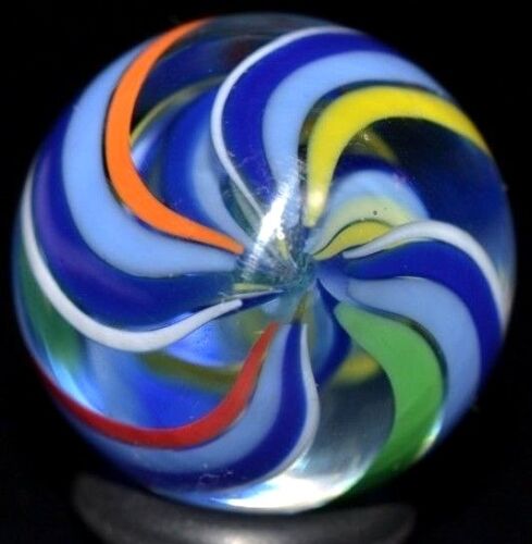 JODY FINE HANDMADE GLASS MARBLE/.898"-RAINBOW CUBSCOUT TRIPLE-BLUE,YELLOW,RED,LM - Picture 3 of 8