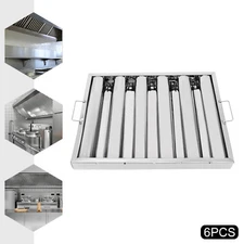 6PCS 19.5"x15.5" Stainless Steel Hood Grease Commercial Exhaust Filter Baffle