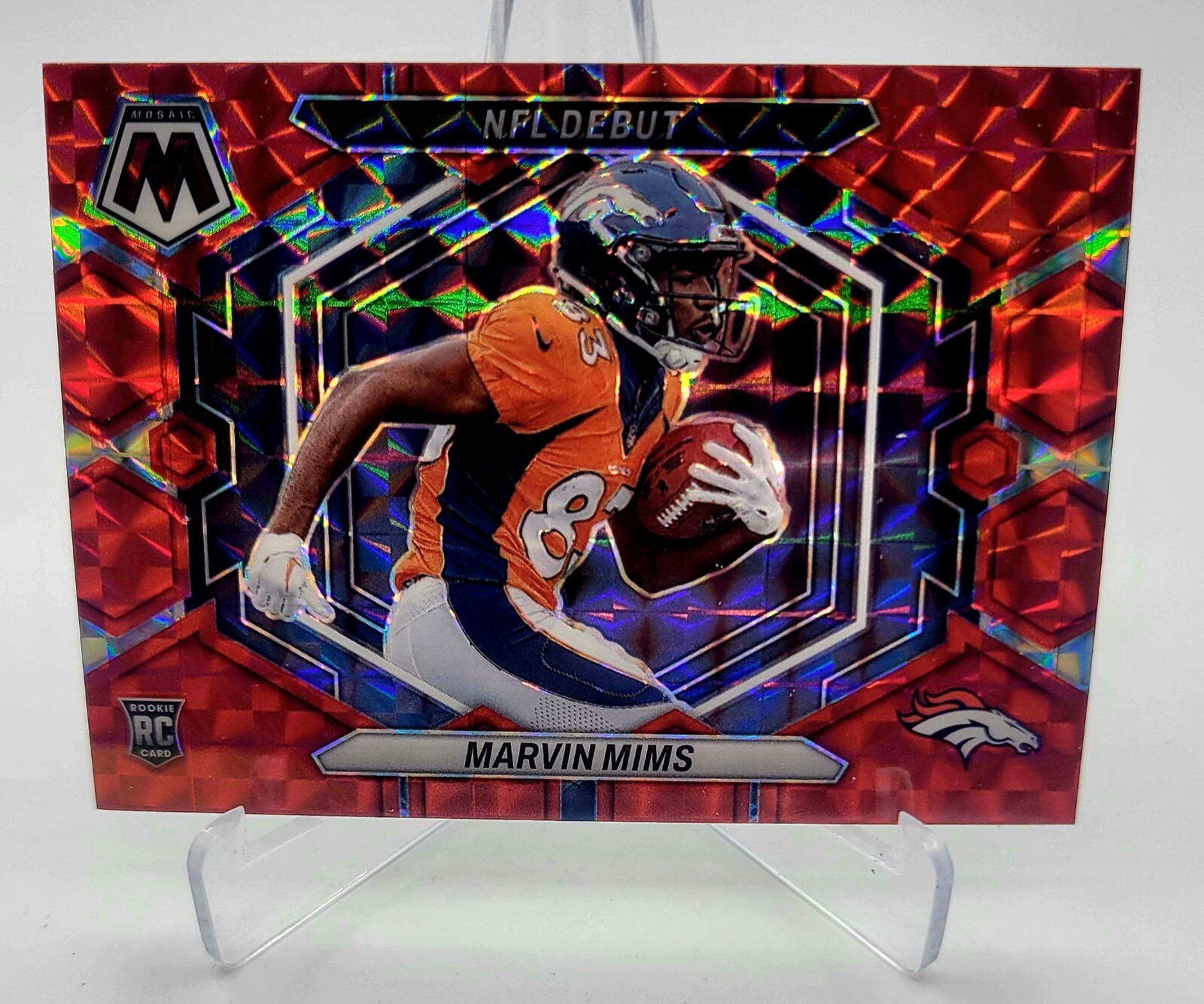 Marvin Mims 2023 Panini Mosaic NFL Debut Rookie Hobby Red Prizm RC