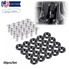 20pcs Black Billet Aluminum Fender Bumper Washer Bolt Engine Bay Dress Up Kit
