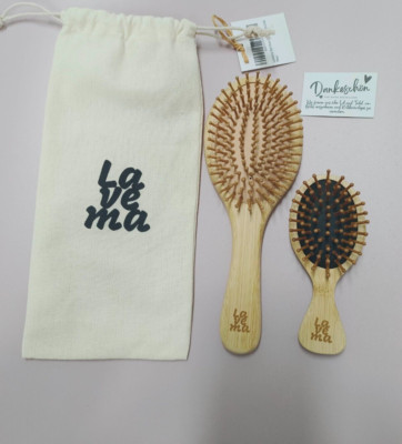 Lavema Bambus Eco Haarbürsten mit Naturpins, Pins aus Bambus, Entwirrbürste 2 St