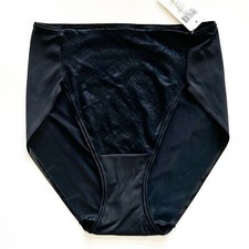 Soma Black High Leg VT Floral Lace Rubberized Back Trim Panty NWT Small